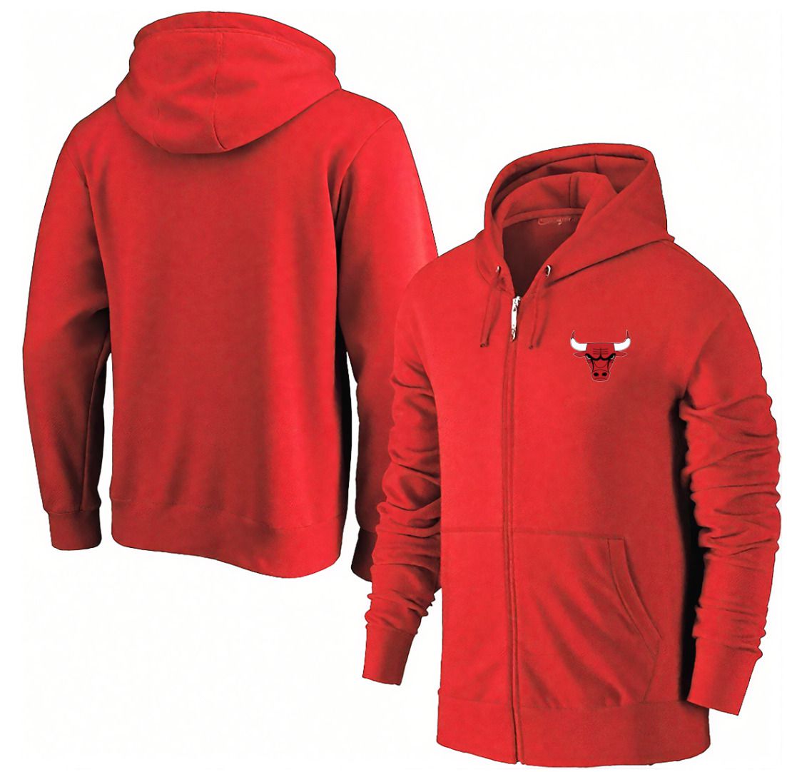 Men Chicago Bulls Red Zipper hoodie 2025 NBA Jersey style 1